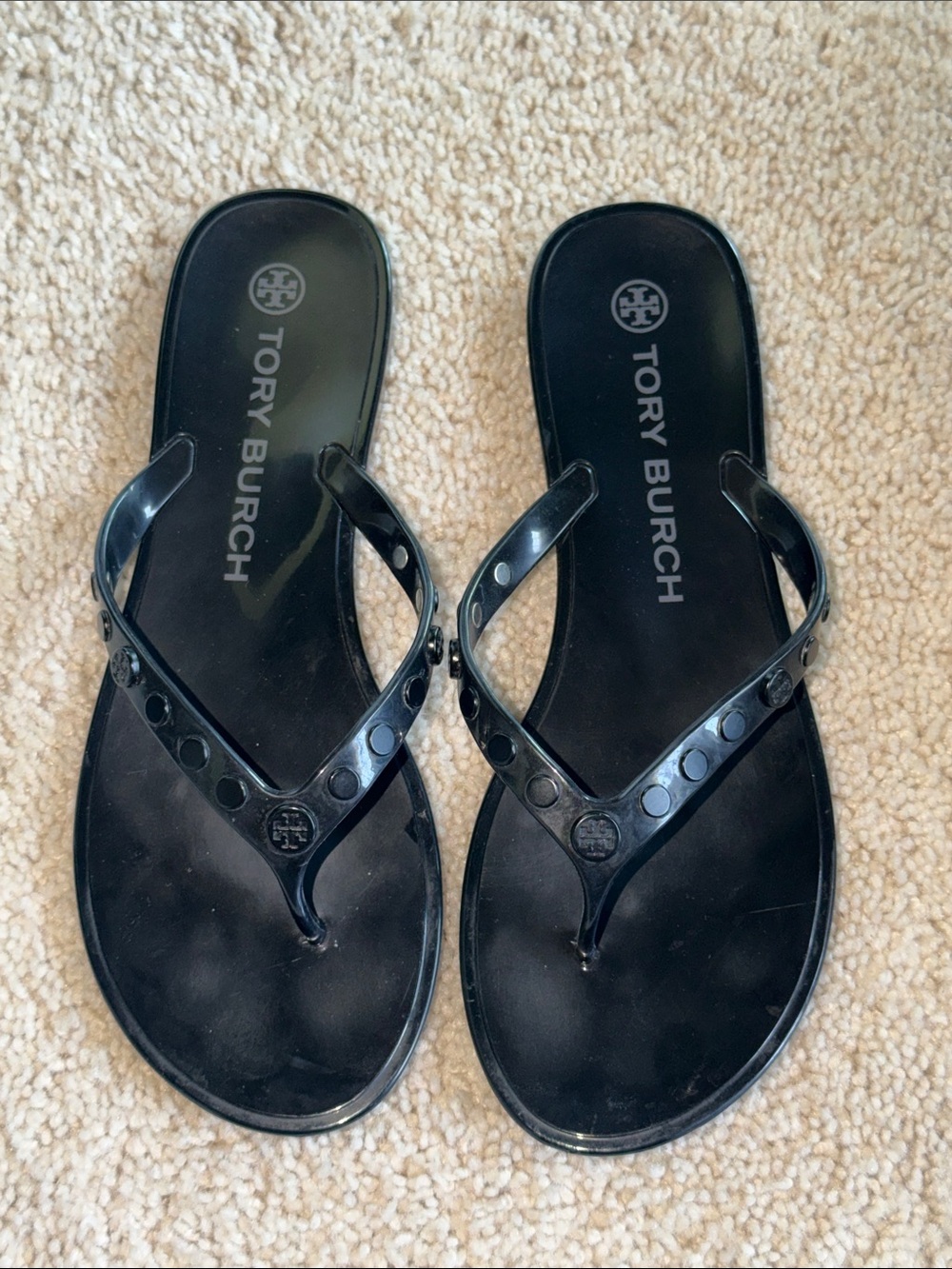 $35 THIS WEEKEND ONLY!!!
Tory Burch Black Jelly Thong Sandals with Logo